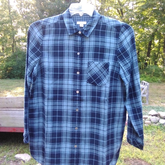 J. Jill Blue Flannel Shirt Size Small - Picture 5 of 6